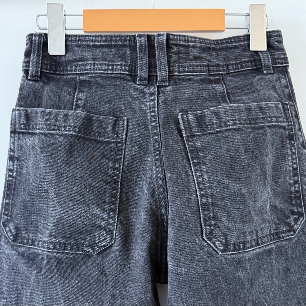 Mango Catherine Black High Rise Wide Leg Jeans Raw Hem Size 36 Minimalist - Picture 6 of 13